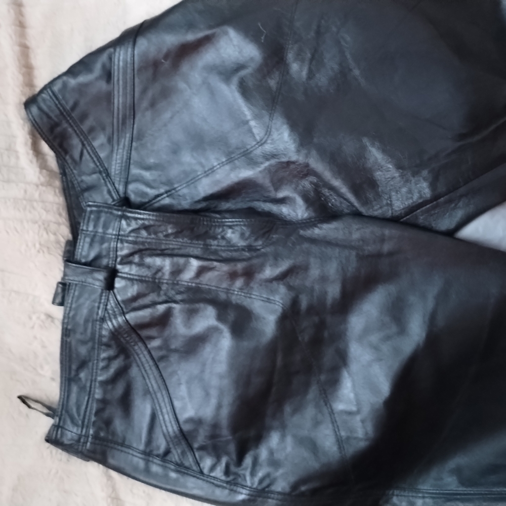 Genuine leather black pants - Picture 3 of 3